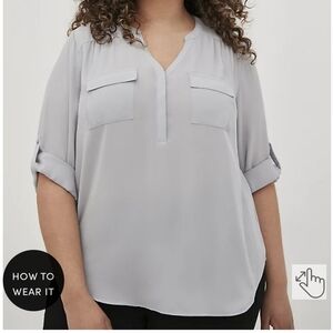 🆕️ 2X GREY  HARPER PULLOVER TOP - GEORGETTE